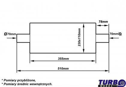 Tłumik Środkowy TurboWorks LT 304SS Center 2,75" Center 2,75"