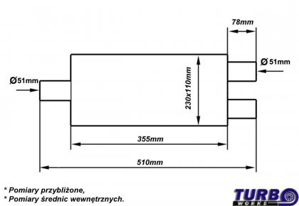 Tłumik Środkowy TurboWorks LT Center 2" Dual 2" Y-Pipe