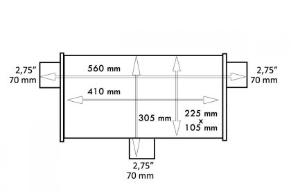 Tłumik Środkowy Tylny TurboWorks LT 304SS center 2,75" rear 2,75" L