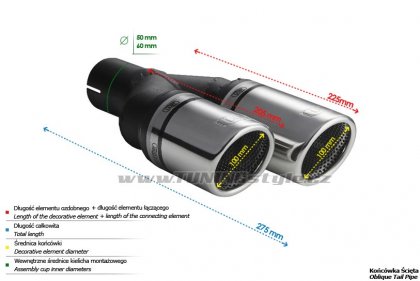 Koncovka výfuku dvojitá levá ULTER SPORT 100mm