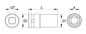 Nástavec 1/2" rázový šestihranný hluboký 27 mm CrMo