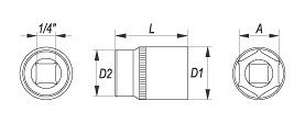 Nástavec 1/4" 10 mm šetihranný