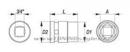 Nástavec 3/4" rázový šestihranný 32 mm CrMo