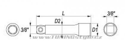 Nástavec 3/8" prodlužovací 76 mm odchylný