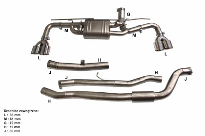 Aktywny układ wydechowy CatBack BMW G38 525/528/530/540 2.0T/3.0T 17+