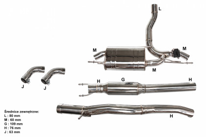 Aktywny układ wydechowy CatBack Mercedes Benz A45 AMG 2.0T 14+