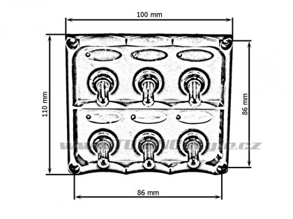 Panel přepínačů 12V SPST/ON-OFFx6, 3B 15A IP68