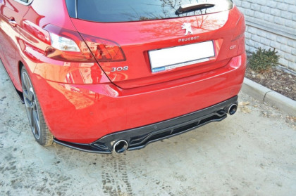 Splitter zadní, prostřední Peugeot 308 II GTI (se žebry) 15-18 carbon look