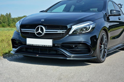 Spojler pod přední nárazník lipa V.1 Mercedes A W176 AMG Facelift černý lesklý plast