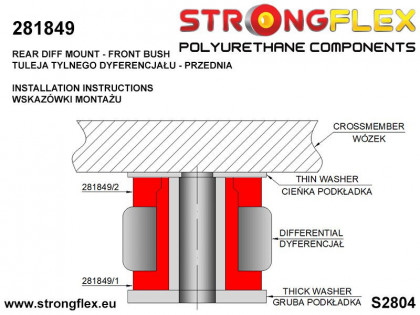 281849B: Tuleja tylnego dyferencjału - przednia