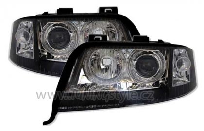 Přední světla angel eyes AUDI A6 01-04 D2S xenon černá