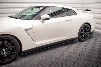 Prahové lišty + Flaps Nissan GTR R35 Facelift černý lesklý plast