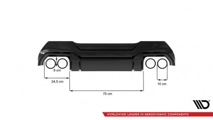 Zadní difuzor V.2 + Miltek sport exhaust BMW 1 F40 M-Pack/ M135i černý lesklý plast , černé koncovky