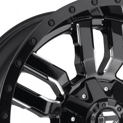 Alloy wheel D595 Sledge Gloss Black Milled Fuel