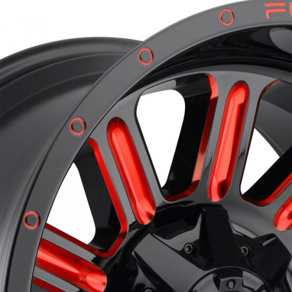 Alloy wheel D621 Hardline Gloss Black Red Tinted Clear Fuel