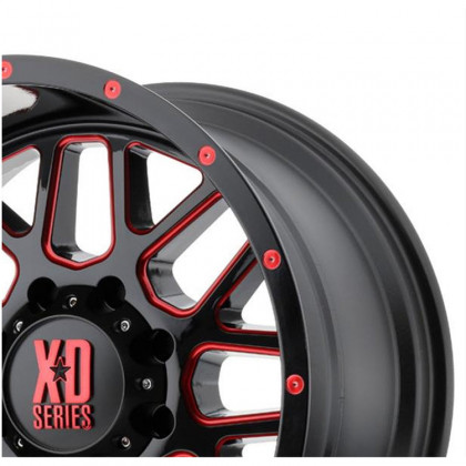 Alloy wheel XD820 Grenade Satin Black Milled/Red Clear Coat XD Series