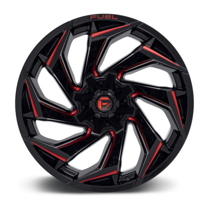 Alloy wheel D755 Reaction Gloss Black Milled W/ RED Tint Fuel