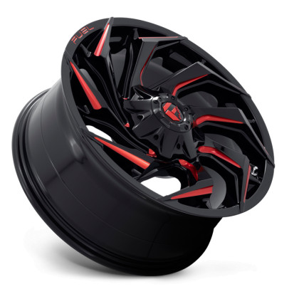 Alloy wheel D755 Reaction Gloss Black Milled W/ RED Tint Fuel