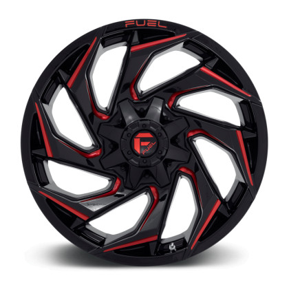 Alloy wheel D755 Reaction Gloss Black Milled W/ RED Tint Fuel