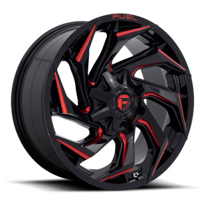 Alloy wheel D755 Reaction Gloss Black Milled W/ RED Tint Fuel