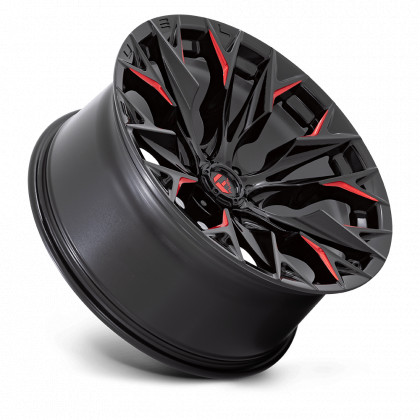 Alloy wheel D823 Flame Gloss Black Milled W/ Candy RED Fuel