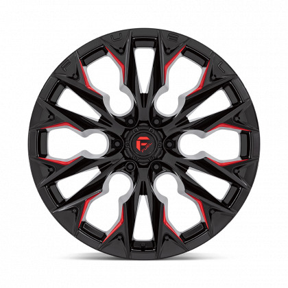 Alloy wheel D823 Flame Gloss Black Milled W/ Candy RED Fuel