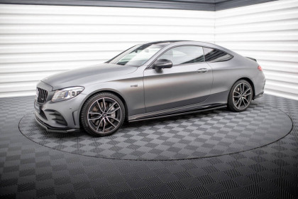 Prahové lišty Mercedes-AMG C43 Coupe C205 Facelift černý lesklý plast