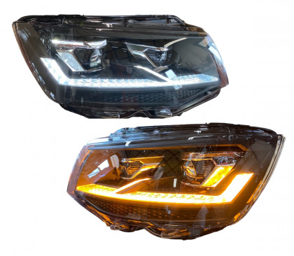 Přední světla Full LED s dynamickým blinkrem, denní svícení, pro VW T6 2015-2019, černá