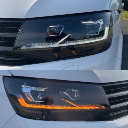 Přední světla Full LED s dynamickým blinkrem, denní svícení, pro VW T6 2015-2019, černá