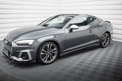 Prahové lišty Audi S5 Coupe / A5 S-Line Coupe F5 Facelift černý lesklý plast