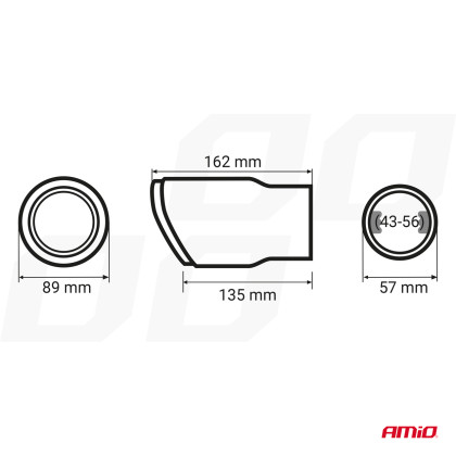 Koncovka výfuku z nerezové oceli, chrom AMIO-04064