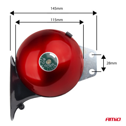 Zvuková signalizace klaksonu sada 2 ks červená 125 mm 12V AMIO-04075