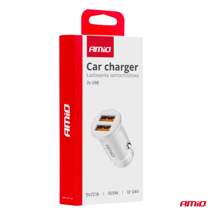 Nabíječka do auta 2x USB-A 2.1A 12/24V AMiO-03872