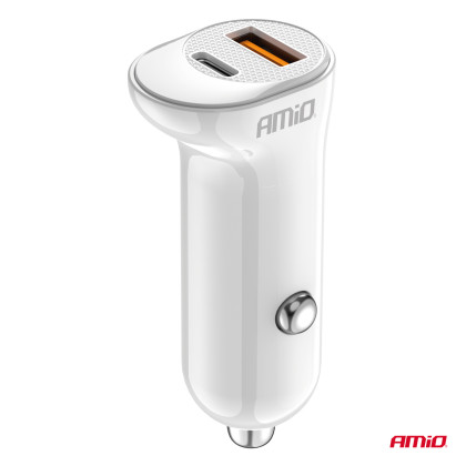 Nabíječka do auta USB-A+ USB-C 20W 12/24V AMiO-03875