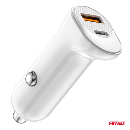 Nabíječka do auta USB-A+ USB-C 20W 12/24V AMiO-03875