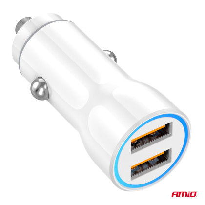 Nabíječka do auta 2xUSB-A 20W 12/24V AMiO-03879