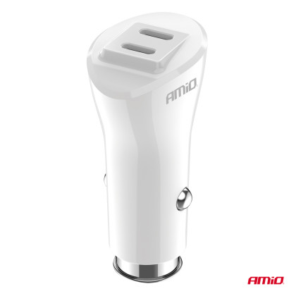 Nabíječka do auta 2xUSB-C 40W 12/24V AMiO-03884