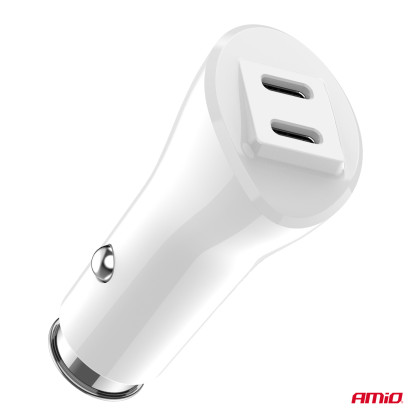 Nabíječka do auta 2xUSB-C 40W 12/24V AMiO-03884