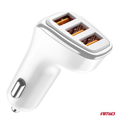 Nabíječka do auta 3x USB-A 3.1A 12/24V AMiO-03885