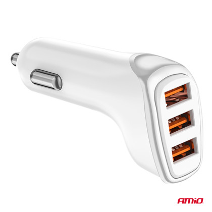 Nabíječka do auta 3x USB-A 3.1A 12/24V AMiO-03885