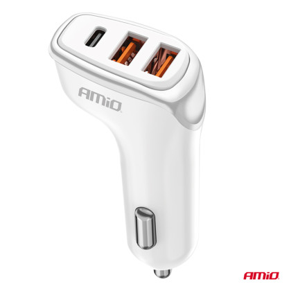 Nabíječka do auta 2x USB-A + USB-C 38W 12/24V AMiO-03886