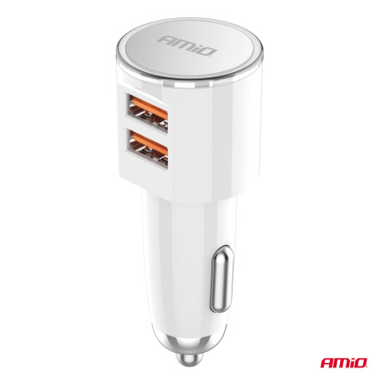 Nabíječka do auta 2x USB-A 3.4A 12/24V AMiO-03888