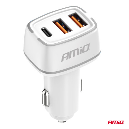 Nabíječka do auta 2x USB-A + USB-C 32W 12/24V AMiO-03890