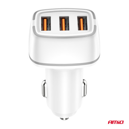 Nabíječka do auta 2x USB-A + USB-C 32W 12/24V AMiO-03890