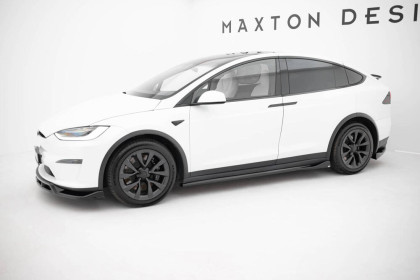 Prahové lišty V.2 Tesla Model X Mk1 Facelift černý lesklý plast