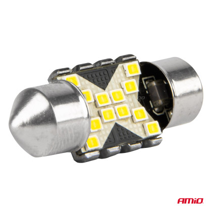 LED žárovky CANBUS 12SMD Festoon C5W 2016 31mm White 12/24V AMiO-04235