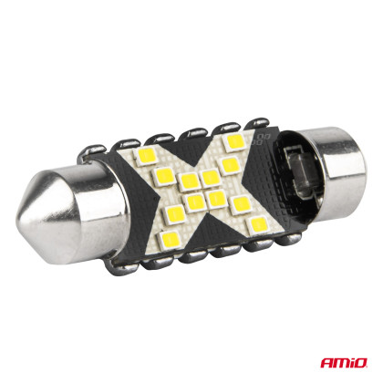 CANBUS LED žárovky 12SMD Festoon C5W 2016 39mm White 12/24V AMIO-04237