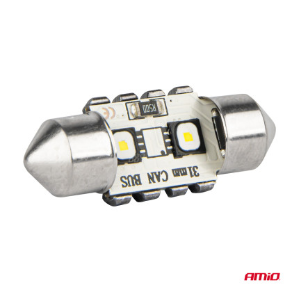 LED žárovky CANBUS 12SMD Festoon C5W 3838 31mm White 12/24V AMiO-04247