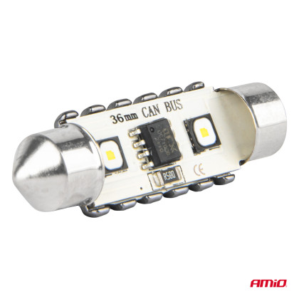 LED žárovky CANBUS 12SMD Festoon C5W 3838 36mm White 12/24V AMiO-04248