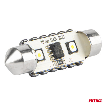 LED žárovky CANBUS 12SMD Festoon C5W 3838 39mm White 12/24V AMIO-04249